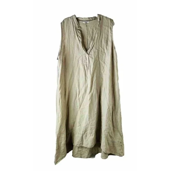 Vintage Dresses | Vtg 90s Gauzy Linen Sleeveless Dress Beachy Artsy Lagenlook | Color: Tan | Size: 2xl | Ashleysgirlypop's Closet